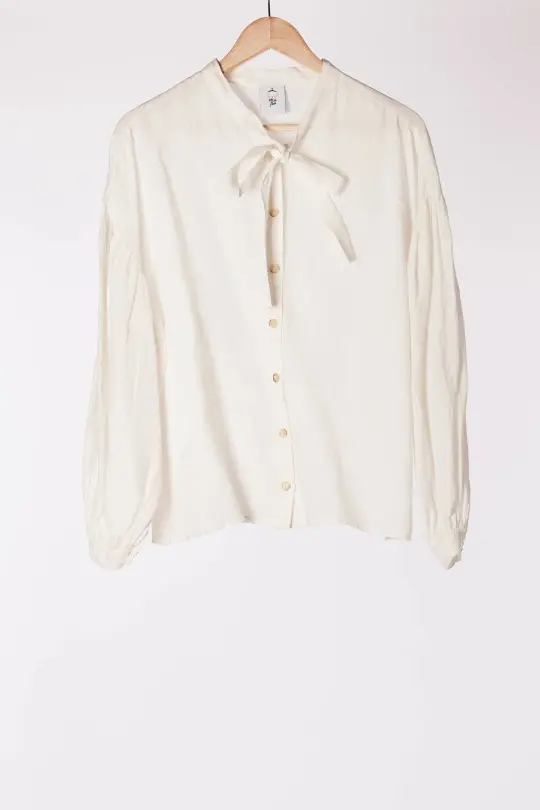 Clementine Shirt, Long Sleeve, White Magnolia