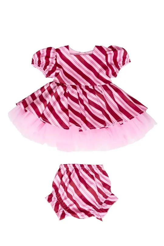 Baby Scottie Dress Set in Candy Cane Stripes