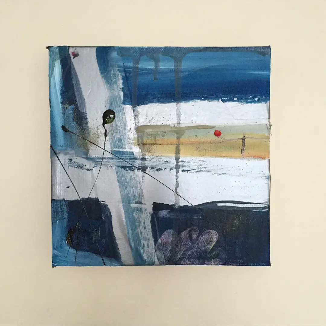 SHELTER #6 - Acrylic on canvas with tape, 20 x 20cms
