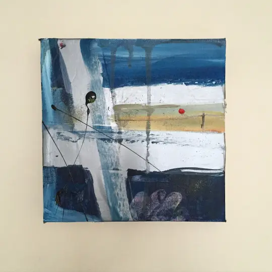 SHELTER #6 - Acrylic on canvas with tape, 20 x 20cms