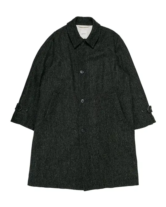 Sage de Cret Harris Tweed Balmacaan Overcoat Herringbone