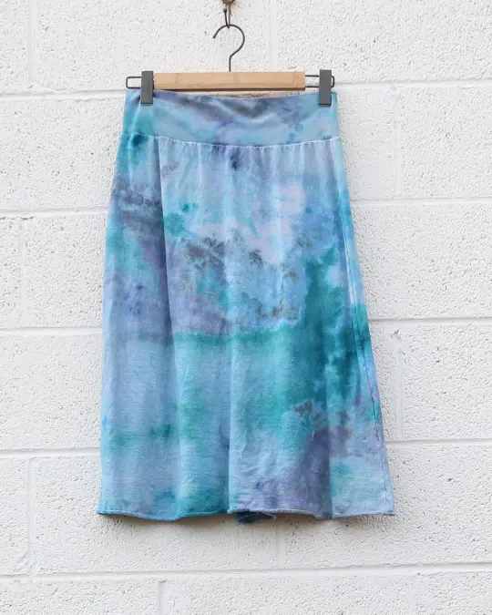 OOAK - Simplicity Below Knee Skirt / L / Light Hemp / Ice Dye (453)