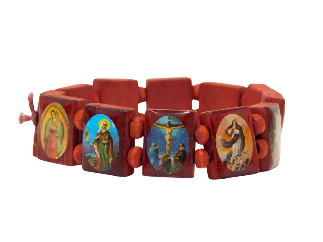 Saints Religious Wood Bracelet