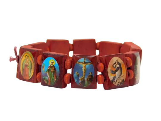 Saints Religious Wood Bracelet