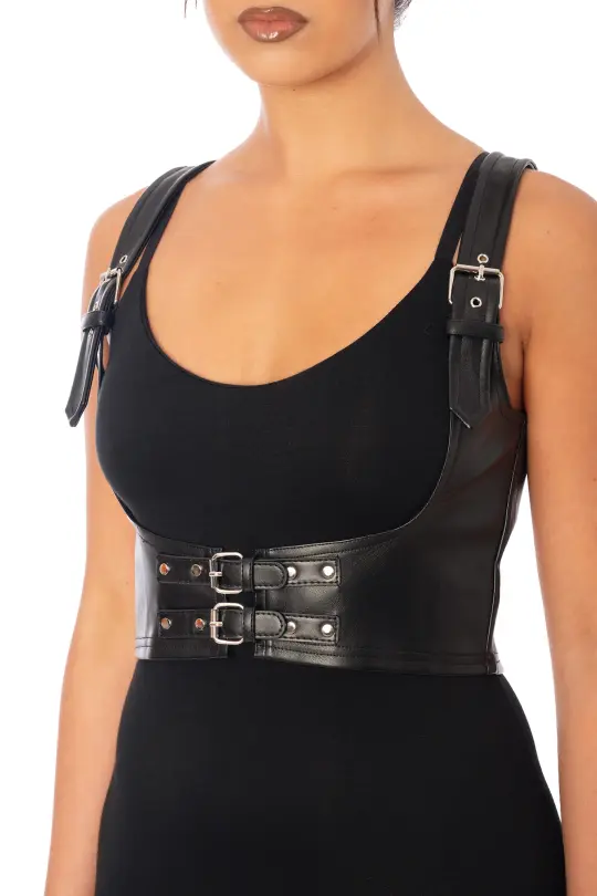 Black and Silver Route 666 Underbust Corset