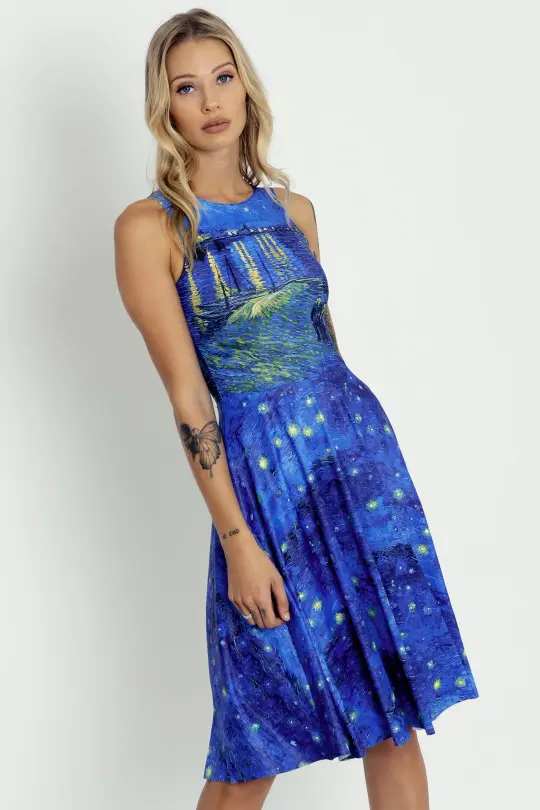 Starry Night Over The Rhône Princess Midi Dress