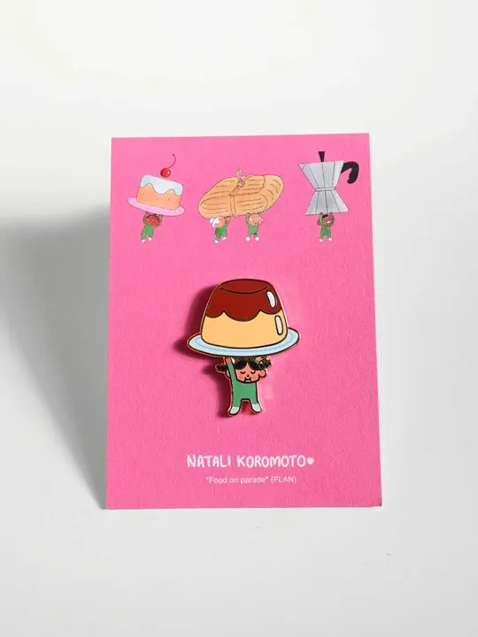 "Food on Parade" (Flan) Enamel Pin