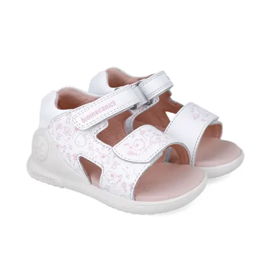 Biogateo White Open-Toed Sandals - Pink Birds