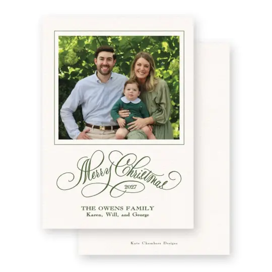 Natural and Green "Merry Christmas" Holiday Card