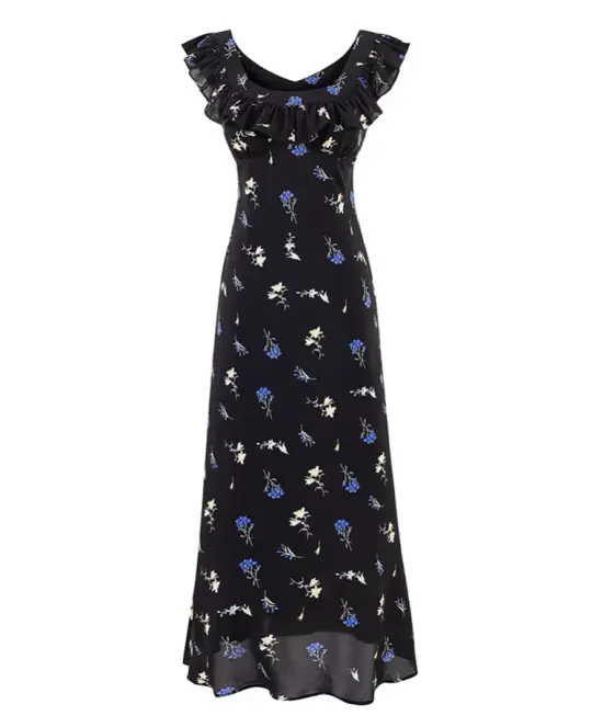 French floral dress 2025 new waist temperament long dress R2581