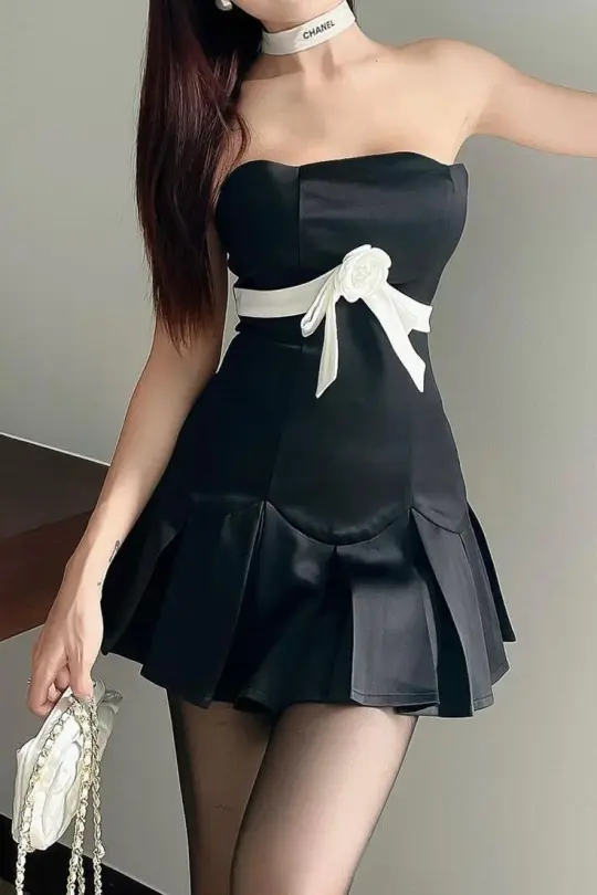 Minimalist Silky Women's Homecoming Dress Black Corset Short Prom Gown Party Dress RS3182
