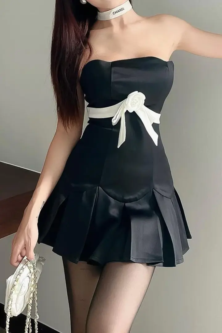 Minimalist Silky Women's Homecoming Dress Black Corset Short Prom Gown Party Dress RS3182