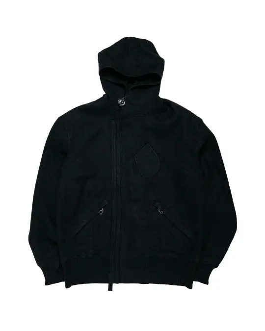MotivMfg Shiff Hooded Jacket Linen Wool Herringbone/Black