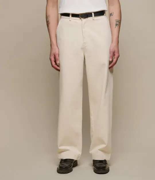 1940s Cotton Twill High Rise Wide Leg Chino