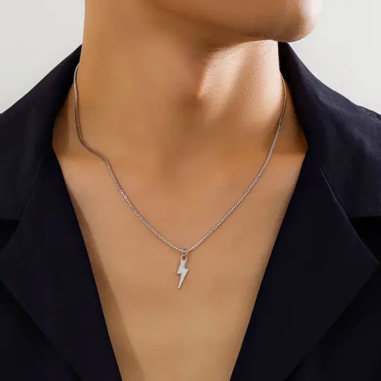Lightning Bolt Necklace Costume Jewellery (Silver or Gold)