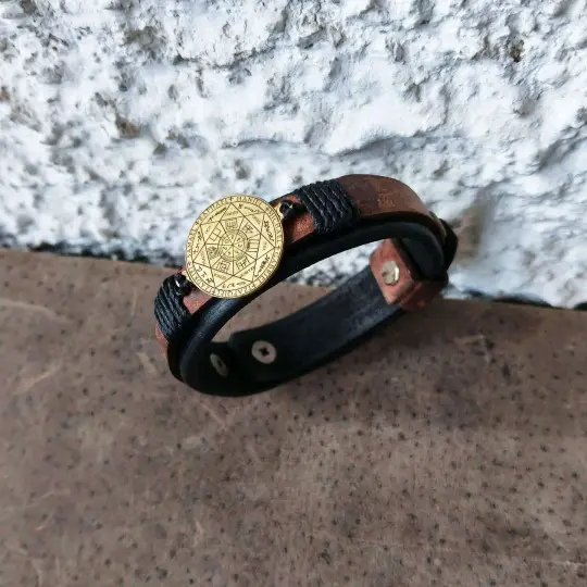 7 Archangels Seal Leather Bracelet | Men's Celestial Talisman