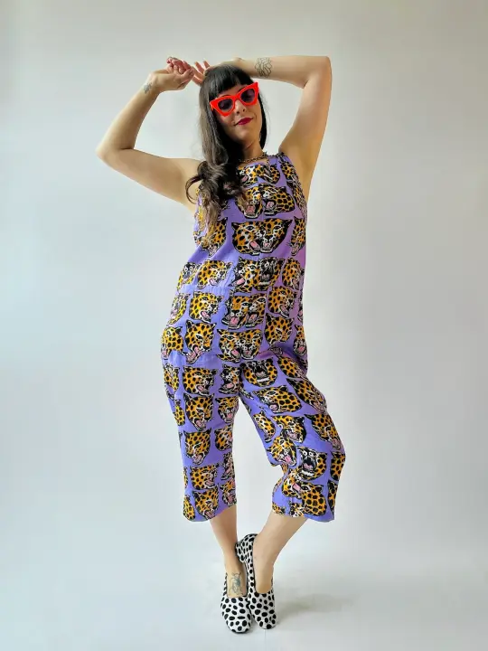 Linen Garden Suit Cheetah Head
