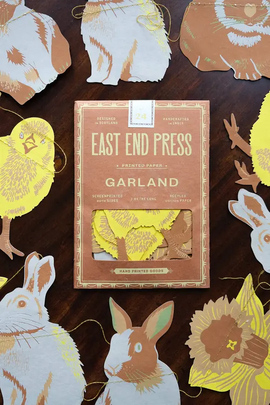 Rabbits Screen Printed and Sewn Garland