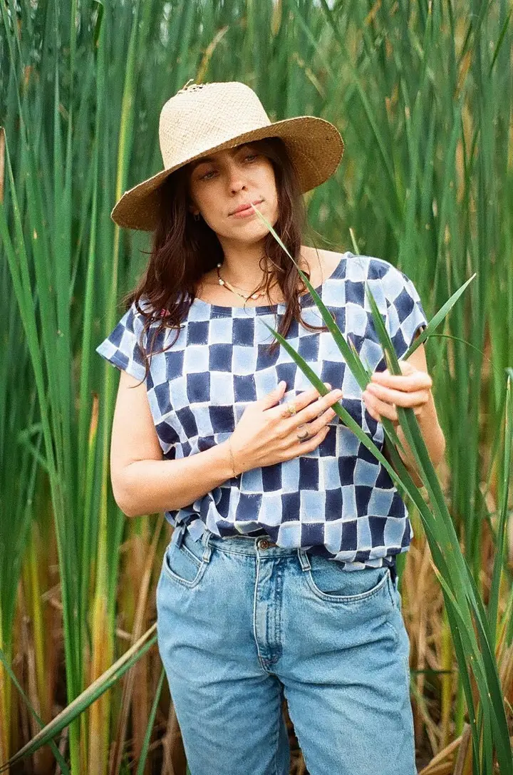The Monty Cotton Top in Sala Square Blockprint