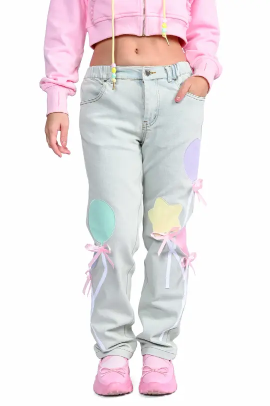 Fitted Bailee Balloon Jeans - Light Wash