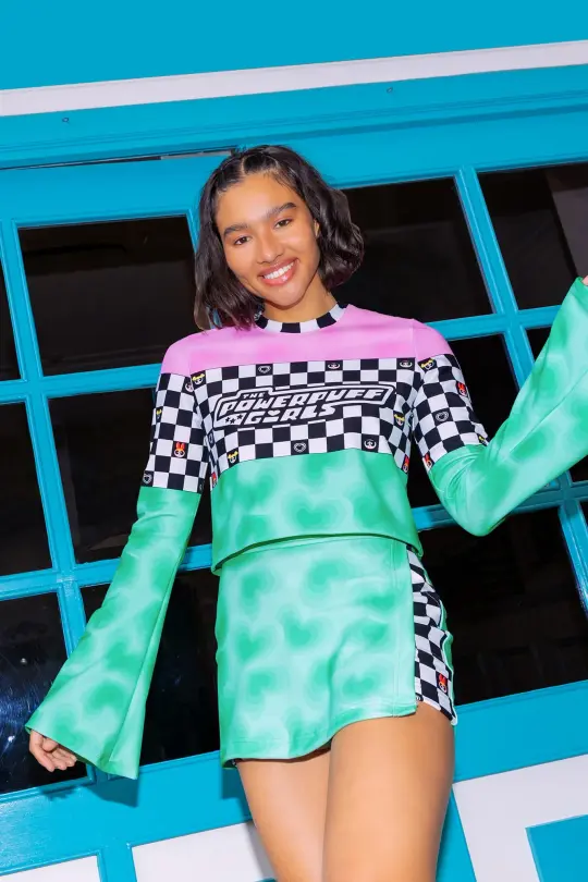 Racing Hearts Cropped Bell Sweater