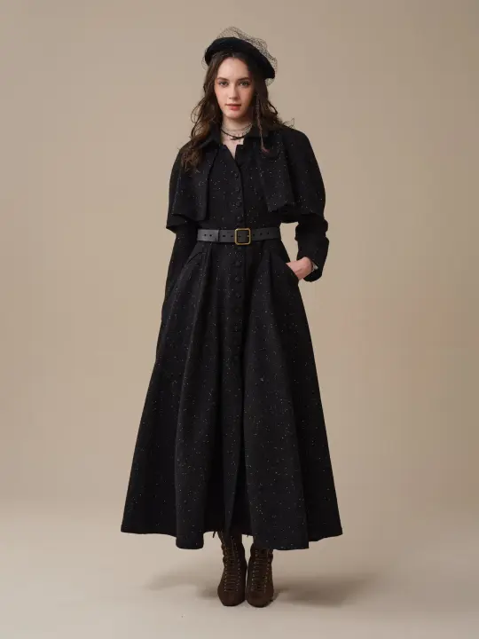 Charlotte 01 | 100% Wool Cape Trench Coat