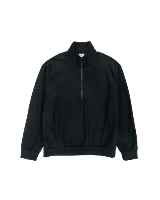 marka Half Zip Stand Collar Super 140s Wool Knit Black