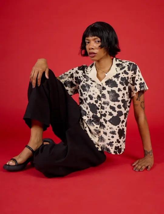 Pantry Button-Up - Cow Print