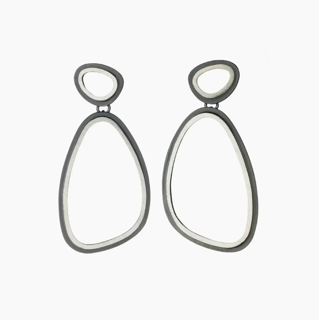Eclipse Short Double Organic Oval Earrings