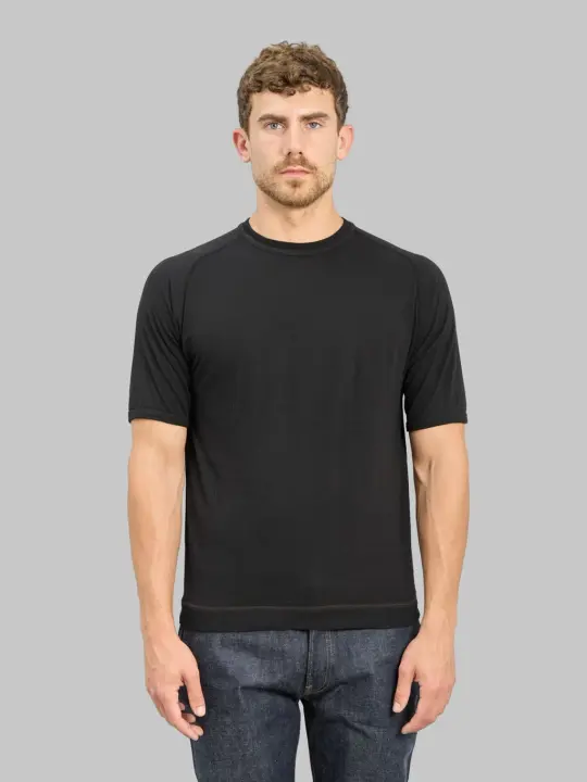 Loop & Weft Supima Cotton Freedom Sleeve Crewneck T-Shirt Royal Black