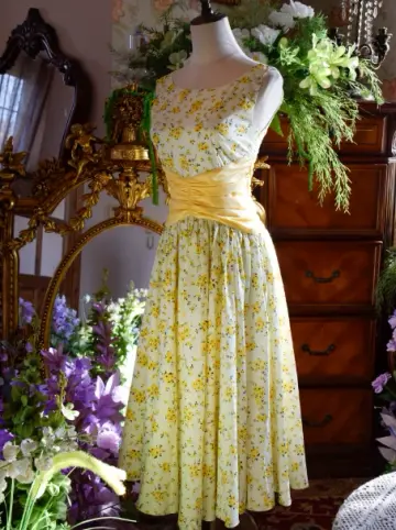 Vibrant Yellow-Floral Summer Dress A-Line Jewel Maxi Prom Dress RS668