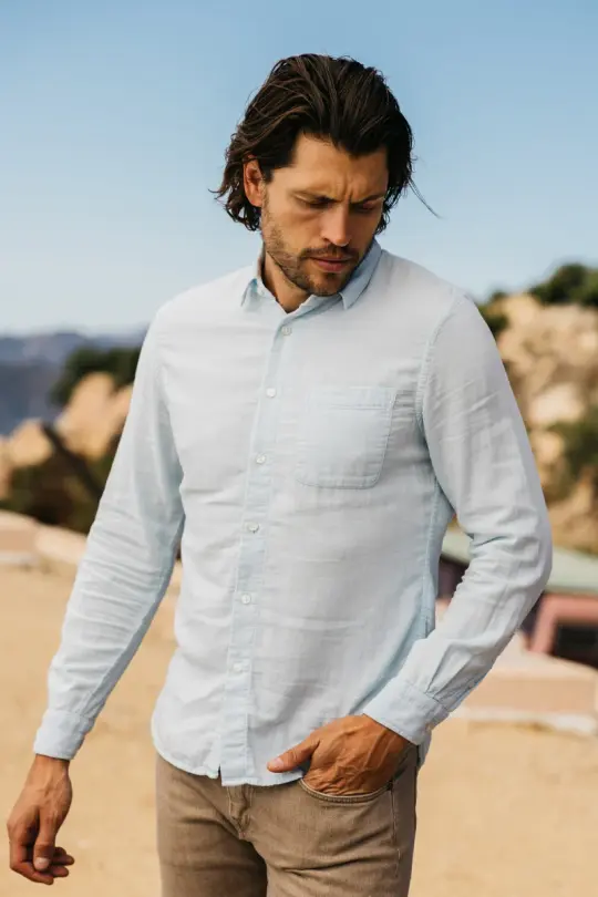 The Ripper Double Gauze Organic Cotton Shirt  - Aqua Blue