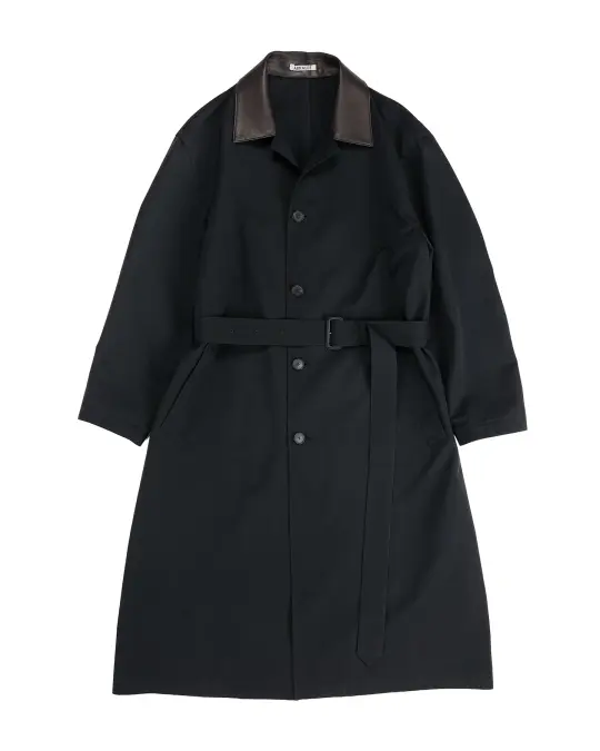 Auralee Wool Max Canvas Coat Black