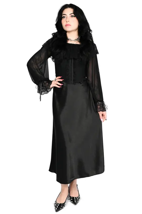 Taylor Long Line Satin Midi Skirt