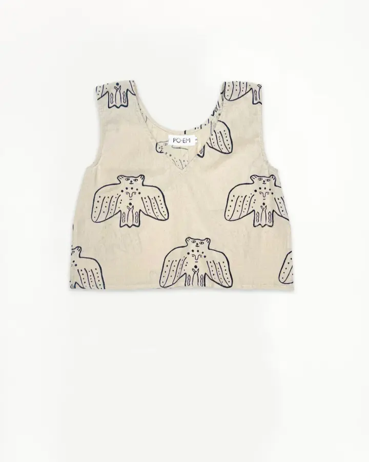 Handloom Blouse Tank Top in Relic Blockprint