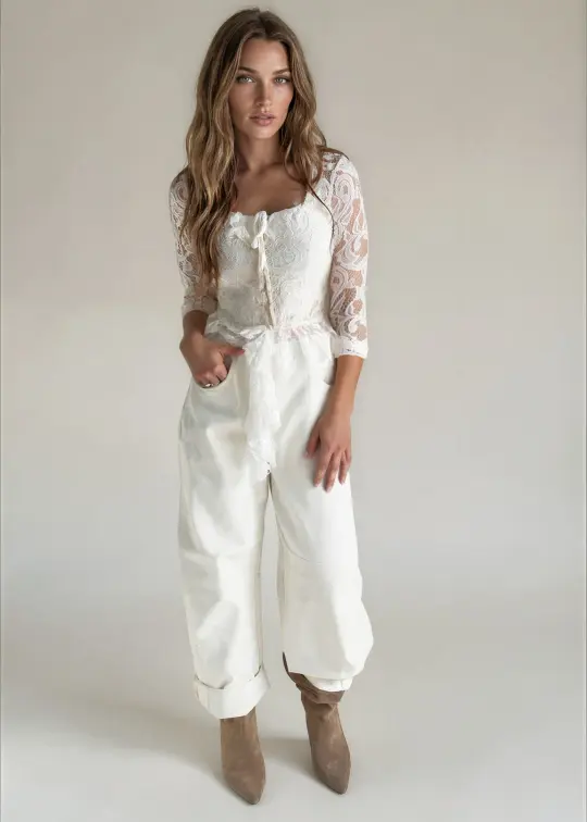 Miraya Barrel Jean in Ecru
