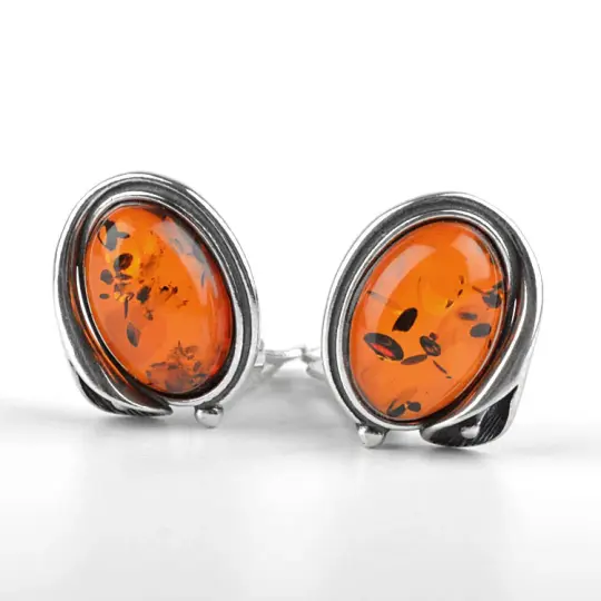 Elegant Amber Clip-On Earrings