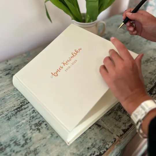 Large Personalised Condolence Book, Traditionally Bound & Printed