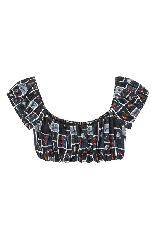Soft Linen Gathered Bra Top Cuter Fish