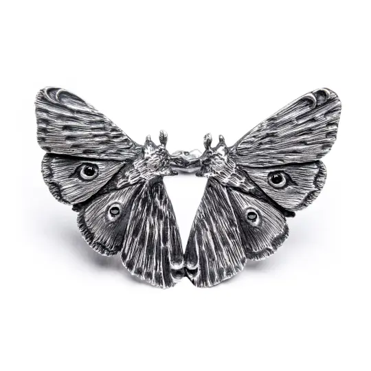 Planchette Moth Twins Ring with black czs