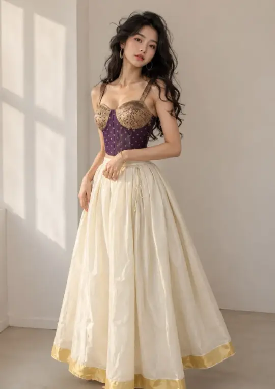Elegant Splicing Style Prom Dress A-Line Spaghetti Straps Corset Maxi Celebrity Dress RS708