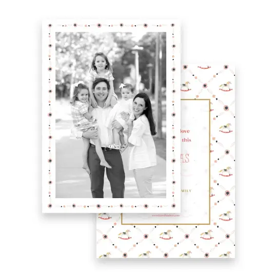 Watercolor Rocking Horse Portrait Holiday Card