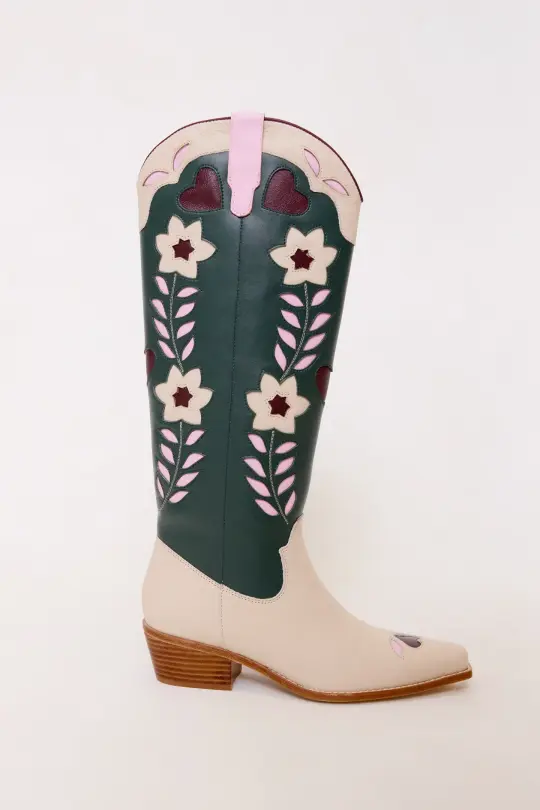 Dakota Boot in Green & Cream