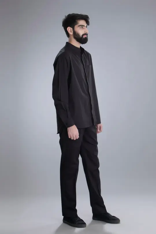 Day & Night Loose Fit Shirt with Stand Up Collar