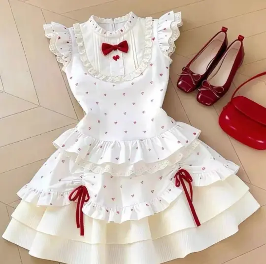 Polka Dots Ruffled Women's Homecoming Dress Minimalist Corset Mini Birthday Dress RS2256