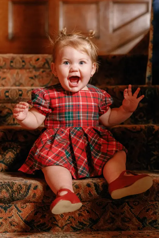 Baby Girl Rosario Dress Set in Christmas Cheer Plaid