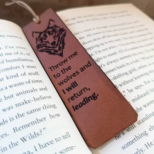 Wolf Spirit Leather Bookmark | Custom Motivational Booklover Gift