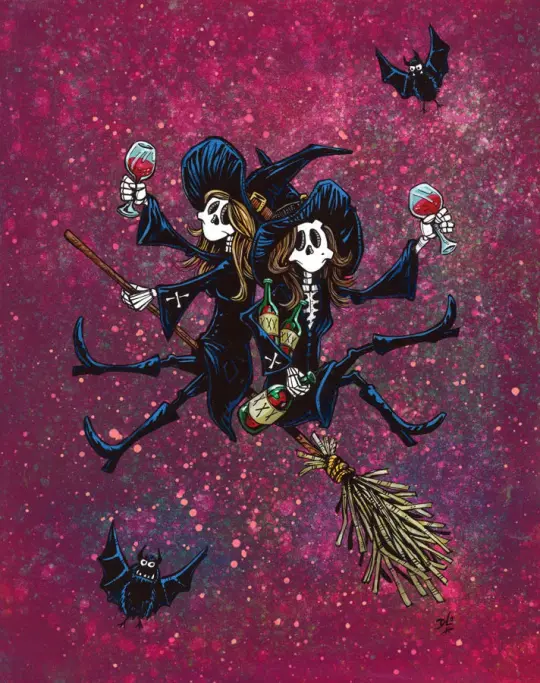 Spells and Spirits Canvas Print - Day of the Dead Witchcraft Art by David Lozeau