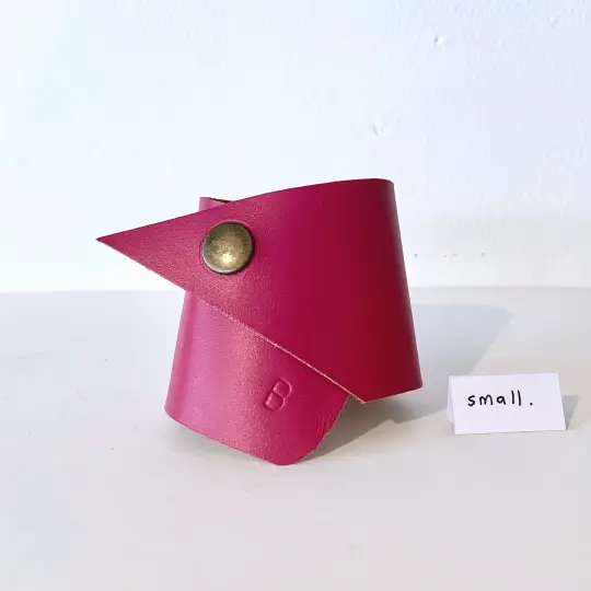 Small Hot Pink Leather Wrist Cuff