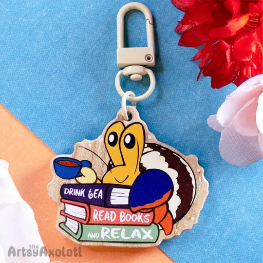 "Drink Tea, Read Books, and Relax" Wooden Charm